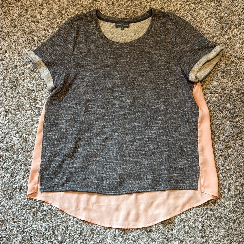 Pink and Gray Short Sleeve Blouse